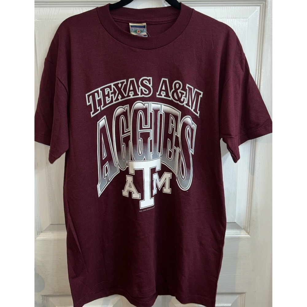 Vintage 90s Texas A&M Aggies T-Shirt Red Oak Sportswear‎ Made USA Medium NWT